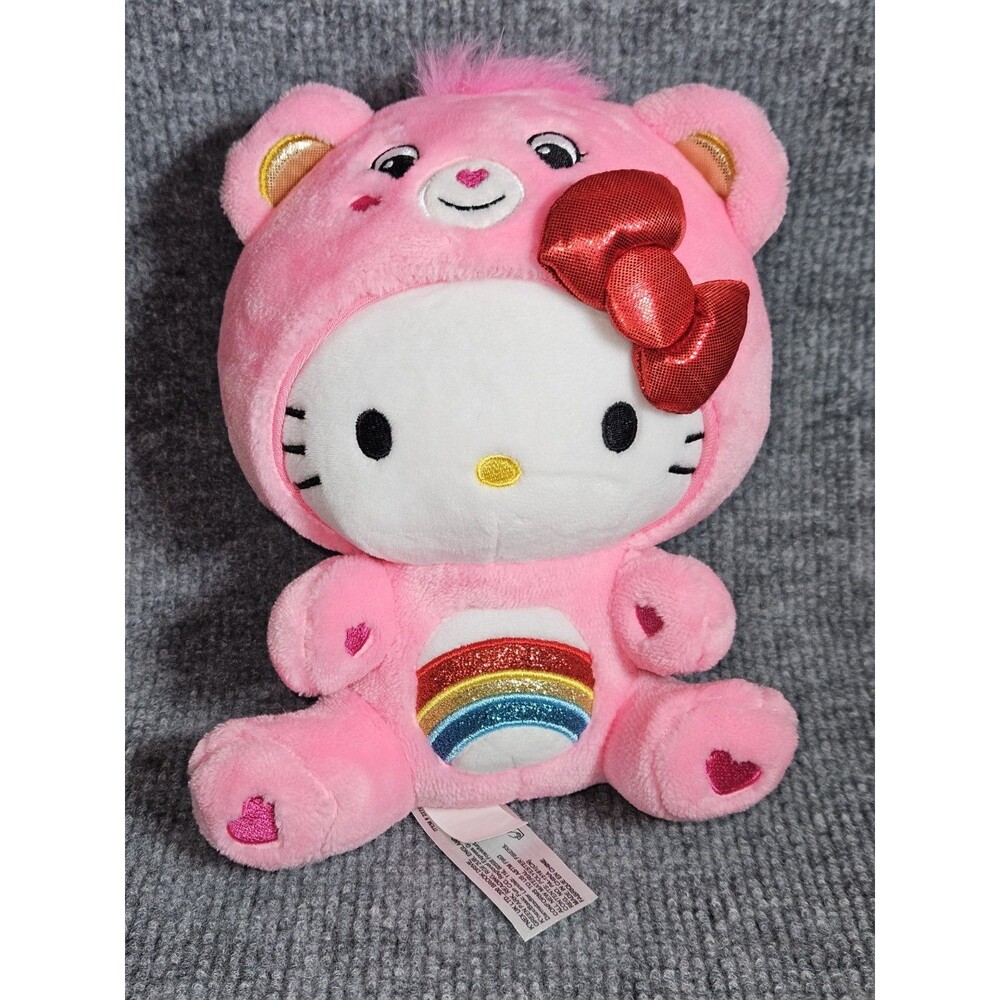 Care Bear Hello Kitty Cheer Bear Costume 8" Plush Stuffed Animal Sparkle Rainbow